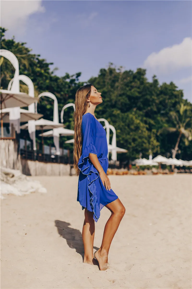 Шифоновая накидка на бикини с оборками женское пляжное платье для пляжа женская