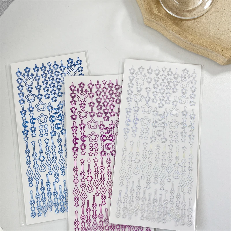 Прозрачная бронзовая Бабочка звезда цепочка декоративные ПВХ лазерные наклейки