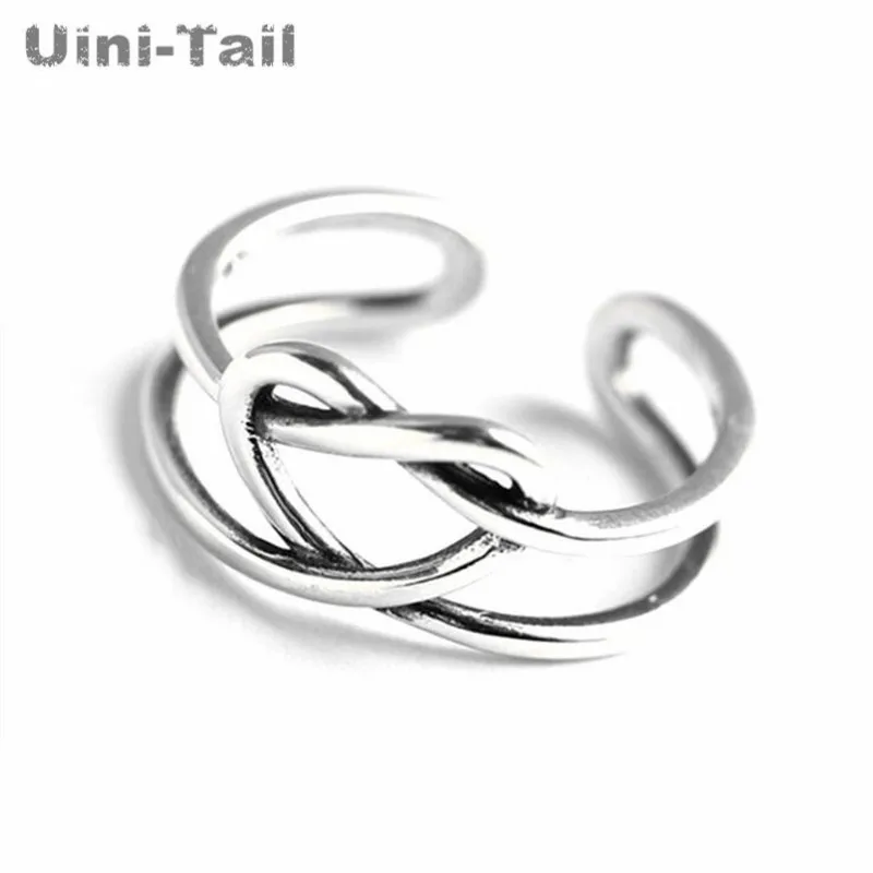 

Uini-Tail горячая Распродажа Новинка 925 Стерлинговое Серебро Двойное плетеное Открытое кольцо в форме сердца индивидуальный модный тренд креат...