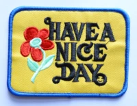 1x have a nice day red flower 70s hippie retro boho weed love applique iron on patch %e2%89%88 9 6 8 cm