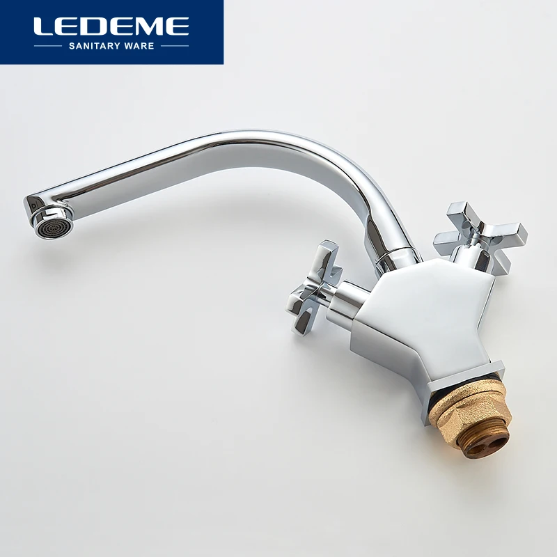 LEDEME Faucet L5884 2 Смеситель для умывальника/кухни c гайкой Материал: Латунь|Смесители
