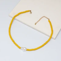 wholesale yellow clay necklace big pearl classic streetwear neck chain cute statement necklace for women 2021 boho