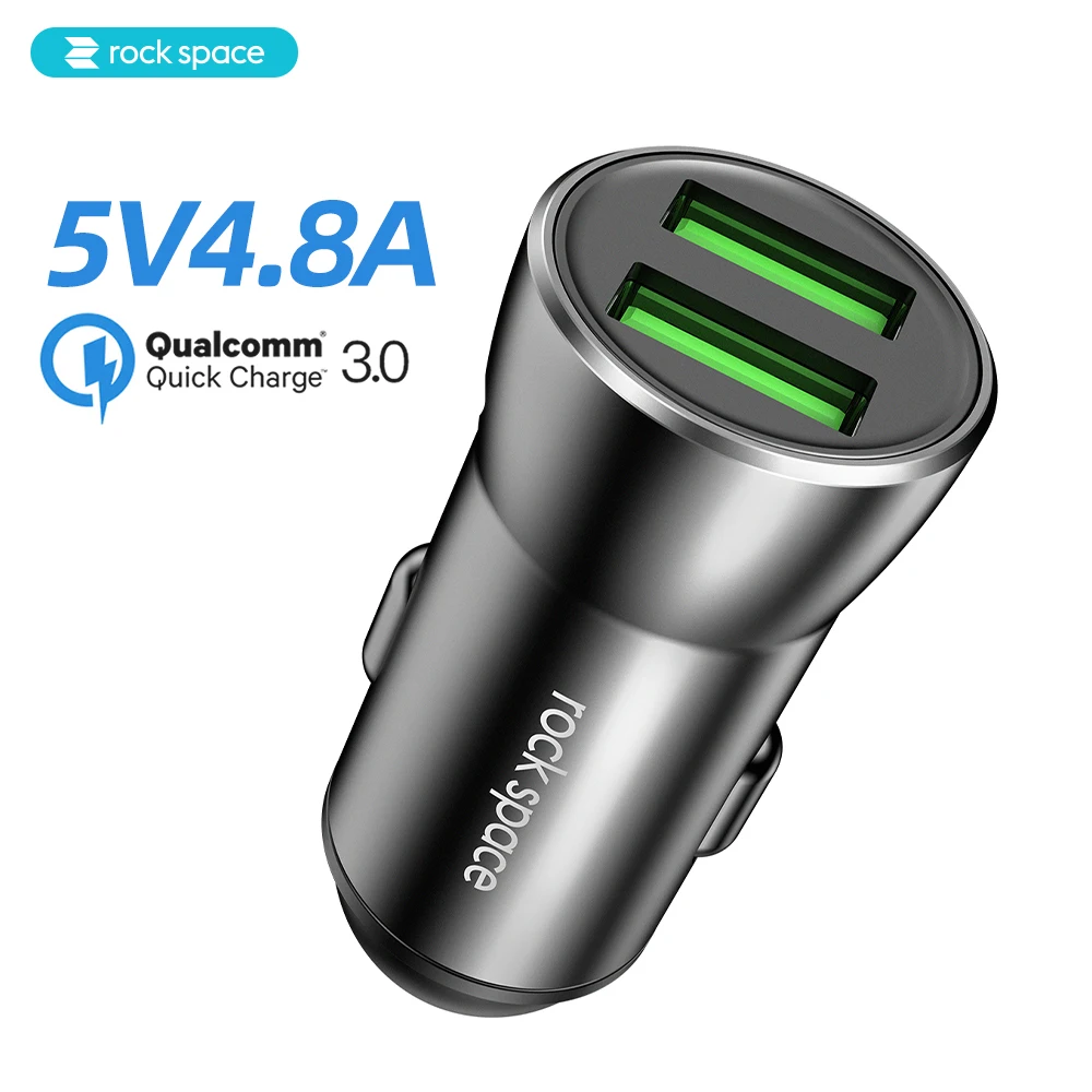 

rock space Dual Ports USB Fast Car Charger For iPhone Samsung iPad GPS 4.8A Quick Charge QC 3.0 USB Car Phone Charger Adapter