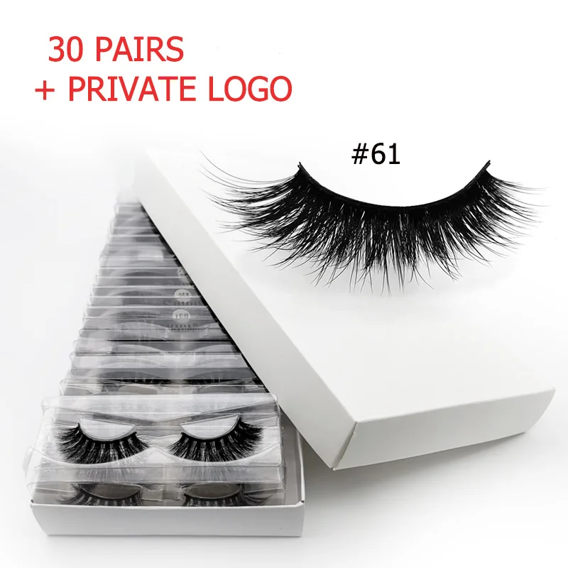 30pairs61WWITHLOGO 30 пар ресниц Объемные ресницы оптом 3d норковые ресницы Объемные норковые ресницы натуральный макияж Накладные ресницы «maquiagem» cilios - Цвет: 30pairs61WWITHLOGO
