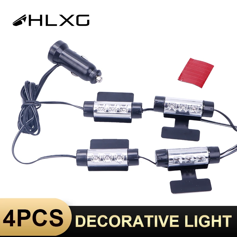HLXG 4x3 LED Decoration Light Interior Floor Foot Car styling Atmosphere Blue Neon Lamp Strip Charge color Decorative | Автомобили и