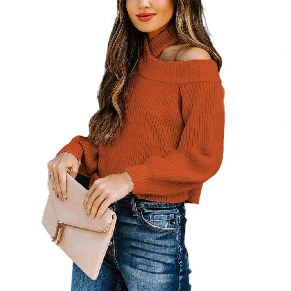 

Женский свитер с открытыми плечами, Свободный Повседневный свитер с длинным рукавом, Осень-зима 2021