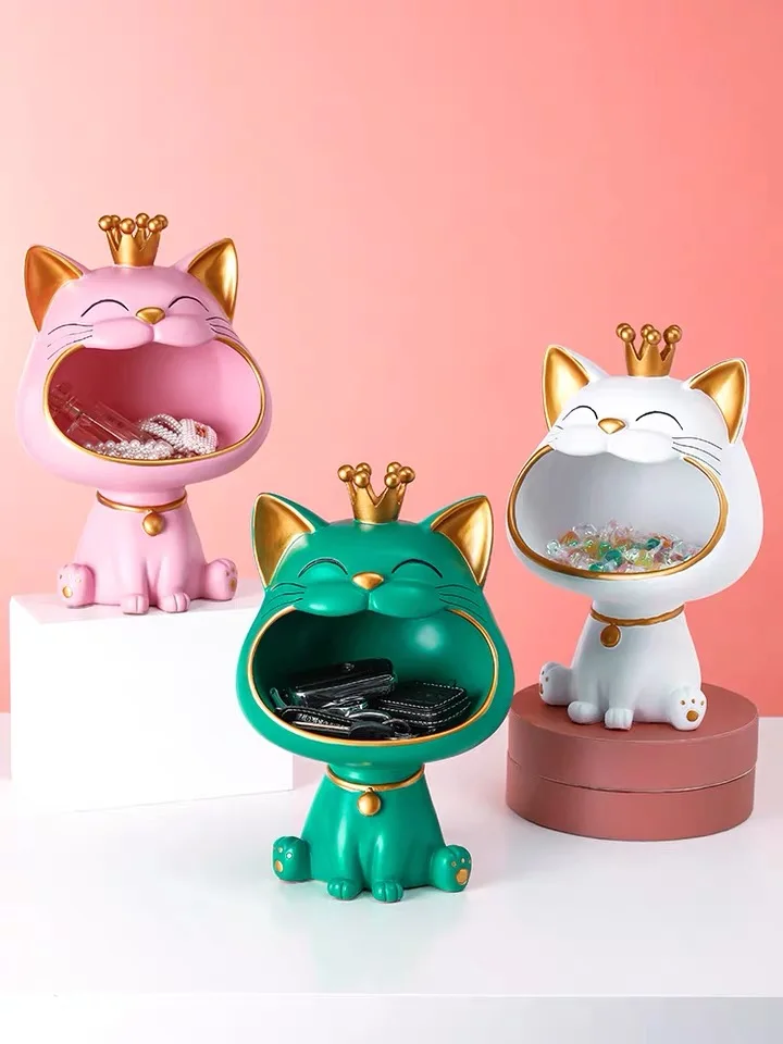 

Home Decor Lucky Statue Sculpture Table Decoration Miniature Figurine Sundries Storage Box Modern Living Room Desk Home Decor