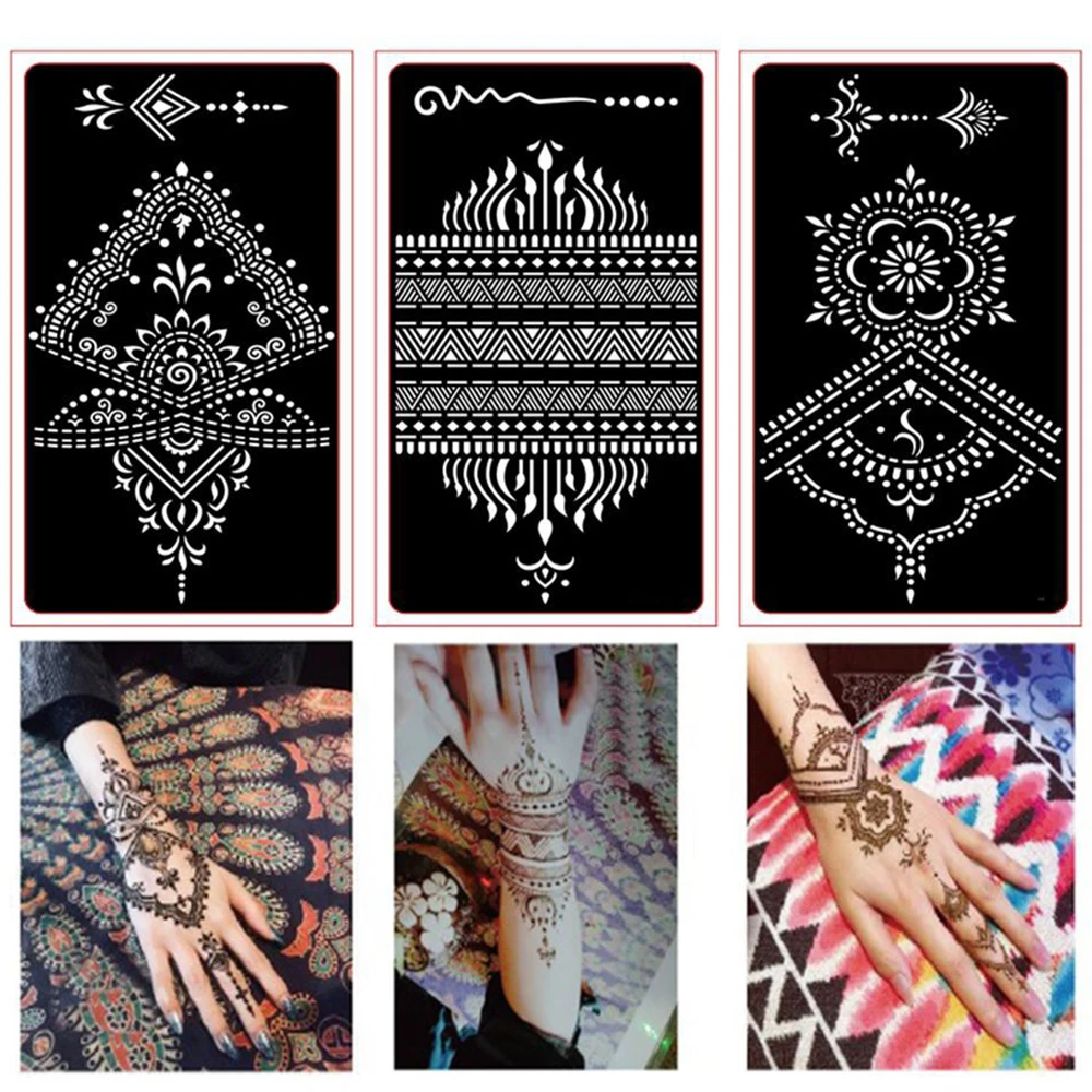 

Henna Tattoo Stencil Temporary Hand Tattoos DIY Body Art Paint Sticker Template Indian Wedding Painting Kit Tools Accessories