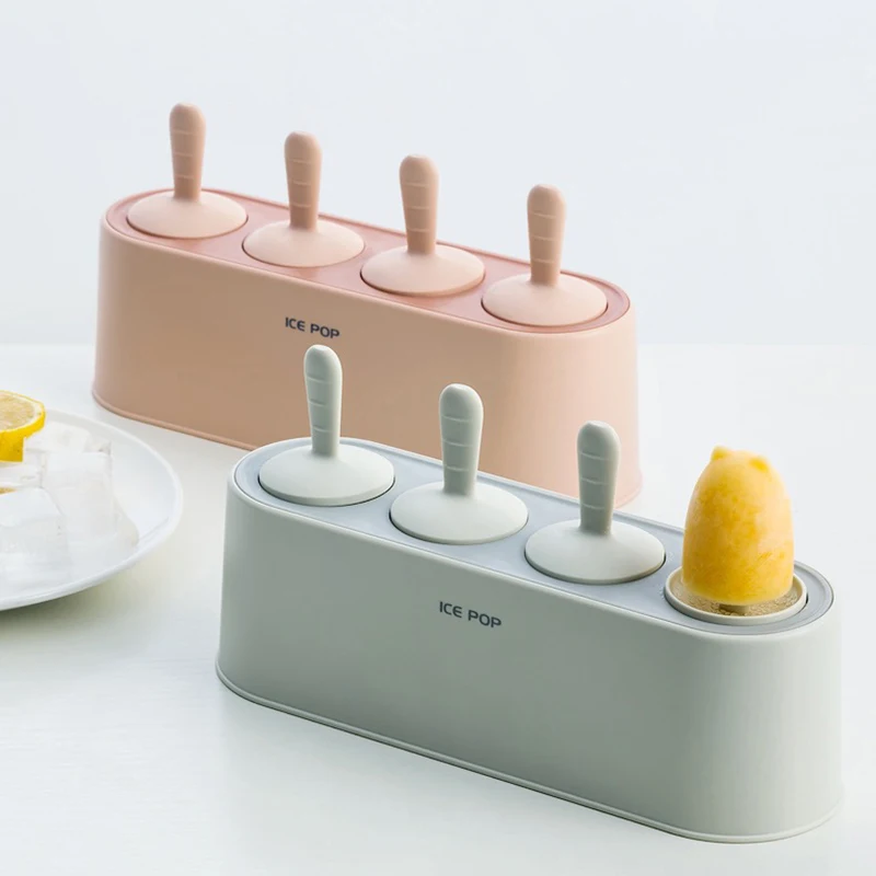 

4 Hole Ice Cream Mold Kitchen Tool Popsicle Box Child Gift Diy Ice Cream Box Ice Dessert Mold Popsicle Making Silicone Mold