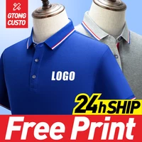 gtong summer business casual t shirt printing textpattern combed cotton mens polo shirt custom logo embroidery top
