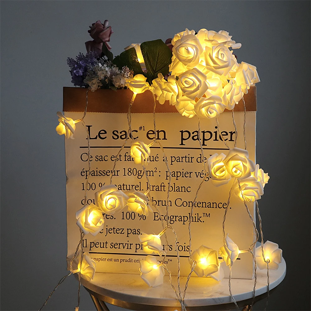 

3m 20 LED Rose Flower String Lights Battery Rose Christmas Fairy Lights For Party Wedding Holiday Christmas Decoration Lamps