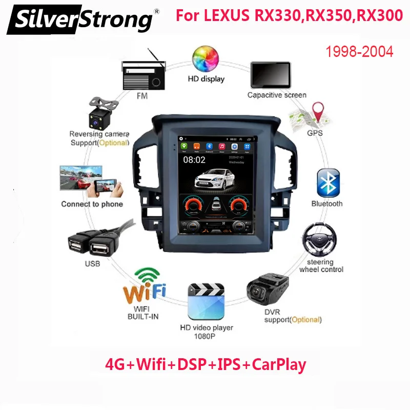 Автомобильный радиоприемник в стиле Tesla Android 10 0 для Lexus RX RX300 RX330 RX350 RX400 RX450 1998-2004
