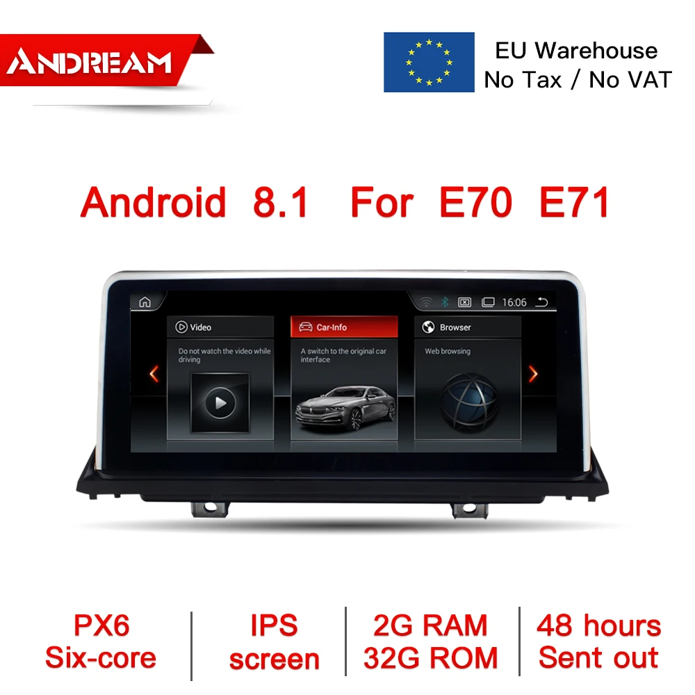 Andream 10 25 &quotAndroid 8 1 PX6 2 Гб ram Автомобильный мультимедийный плеер для BMW E70 E71 X5 X6 Bluetooth