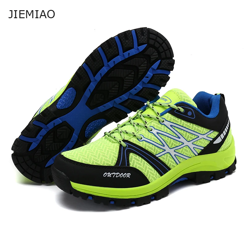 JIEMIAO 2021 High Quality Men Trekking Hiking Shoes Outdoor Breathable Mesh Trail Climbing Boots Non-slip Camping Men Sneakers