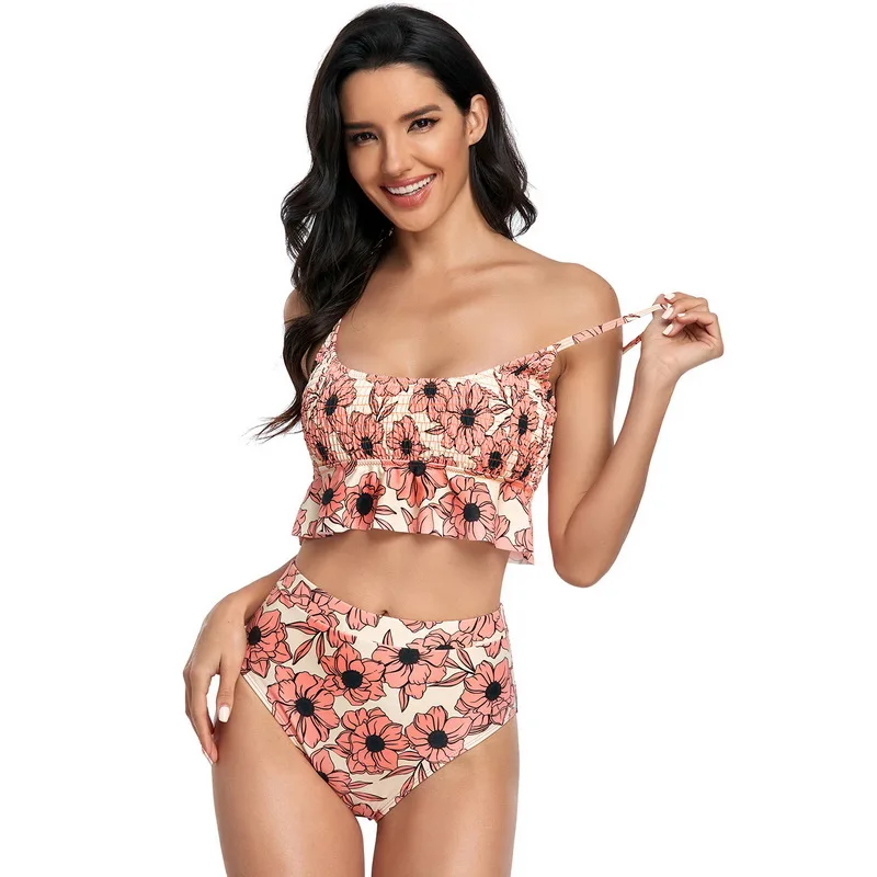 2021 летний раздельный купальник для женщин танкини размера плюс высокая талия