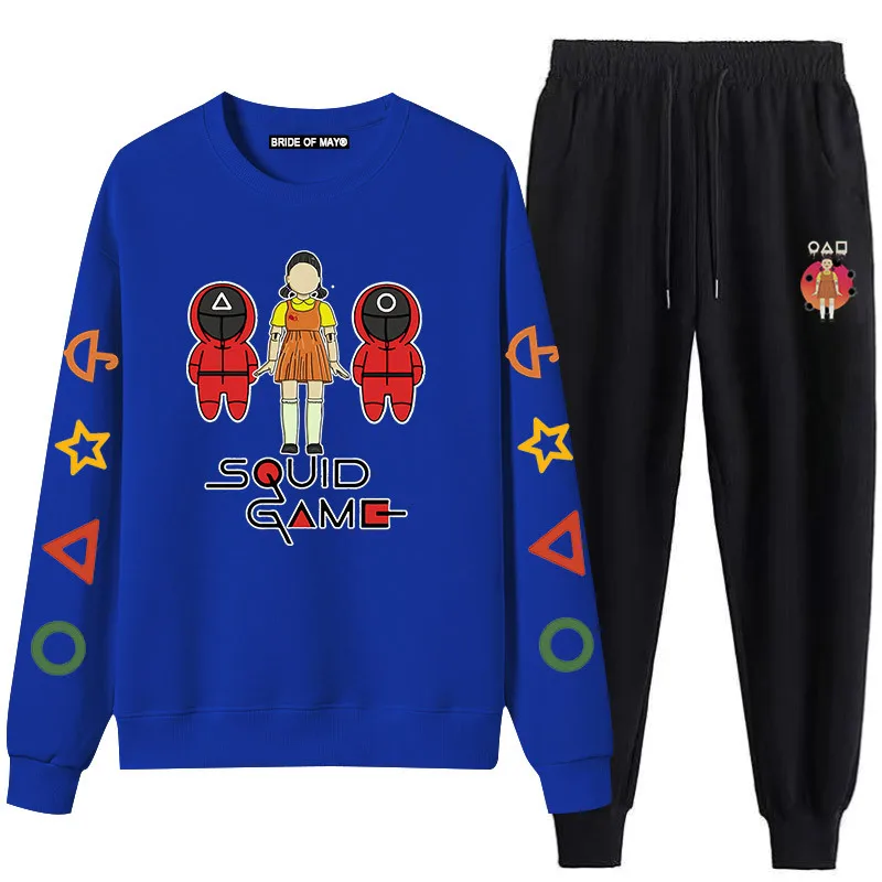 

Korean teleplay Squid Game Men's Sportswear National Tide Autumn Sweater Set Plus Size Casual Streetwear Pullovers Hallowmas
