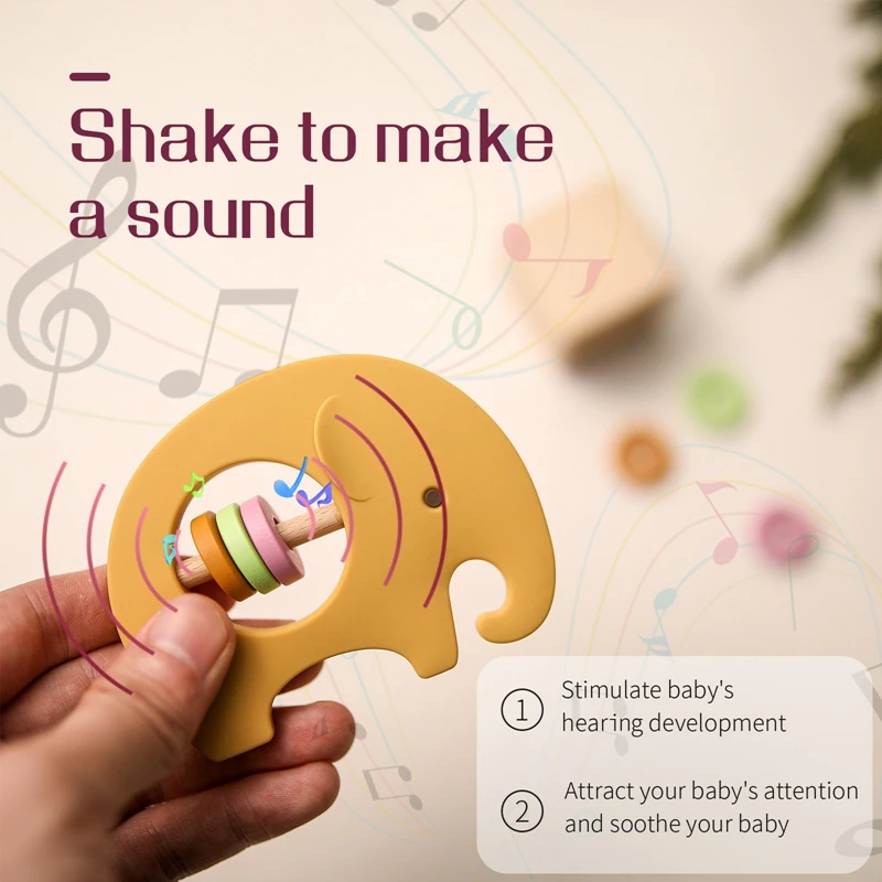 Baby Rattle 1PC Silicon Cartoon Elephant Teething Children Molar Toy Teether Brain Early Education Intensive Training - купить по