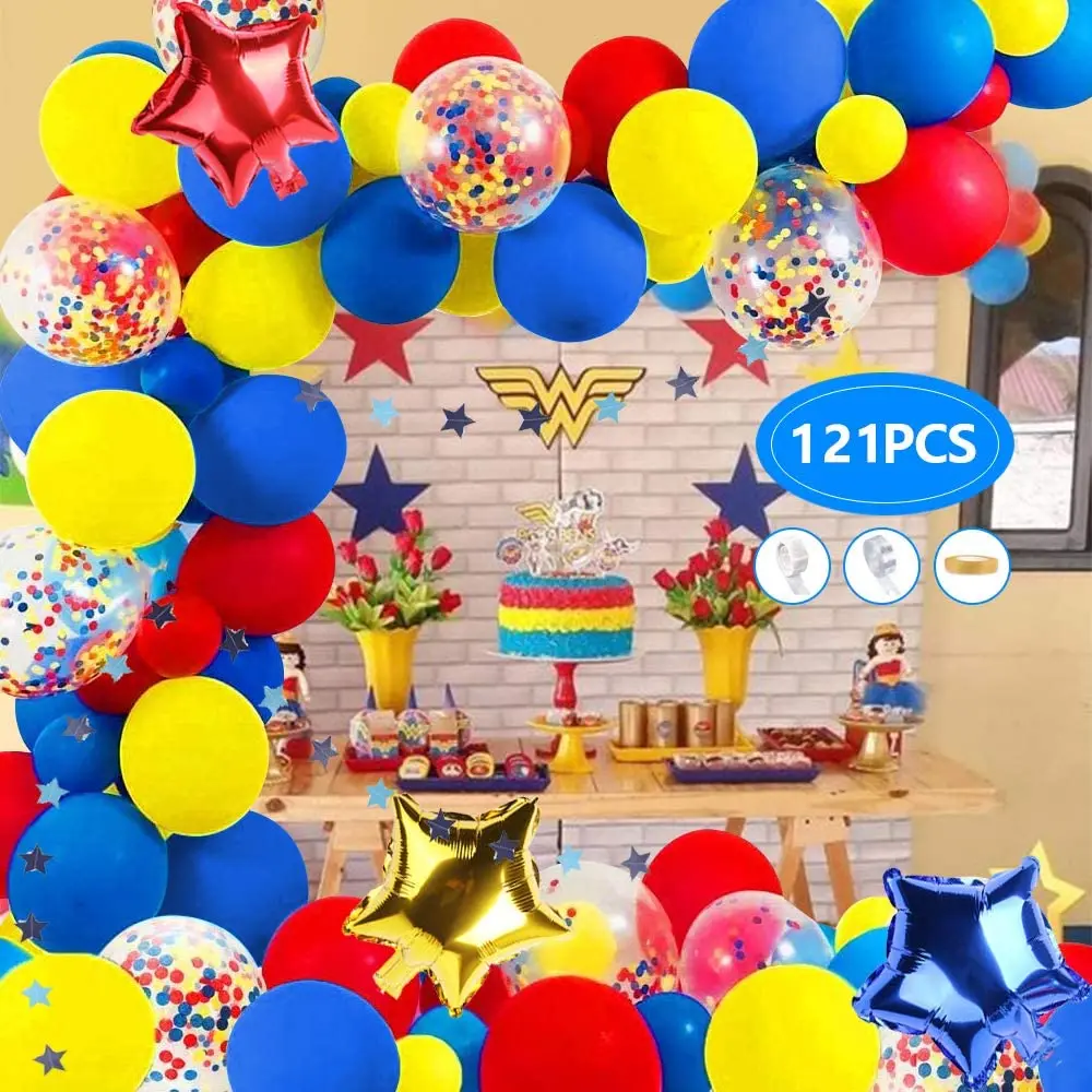 

121Pcs Carnival Circus Theme Decoration Party Balloon Arch Kit Yellow Blue Red Balloons for Baby Shower Birthday Party Supplies