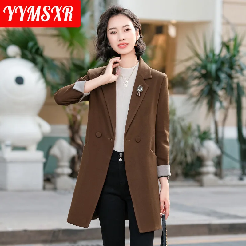 Large Size Jacket Suit High Quality Women's 2022 New Autumn and Winter New Professional Work Clothes Long Ladies Office Jacket