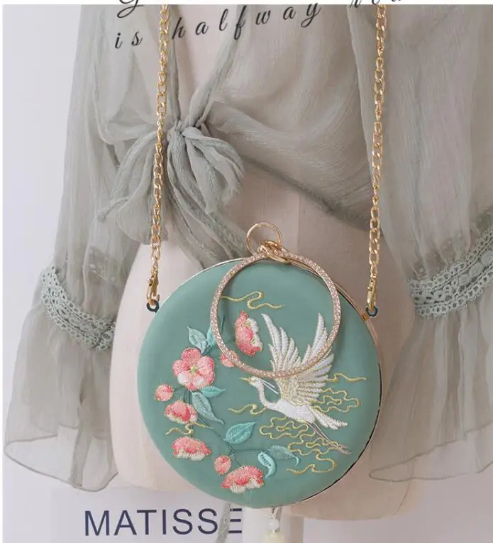 Angelatarch Новое поступление китайская Птица Цветочный Cheongsam свежий классический в стиле ханьфу круговой сумка-мессенджер дневной клатч Сумки для рук