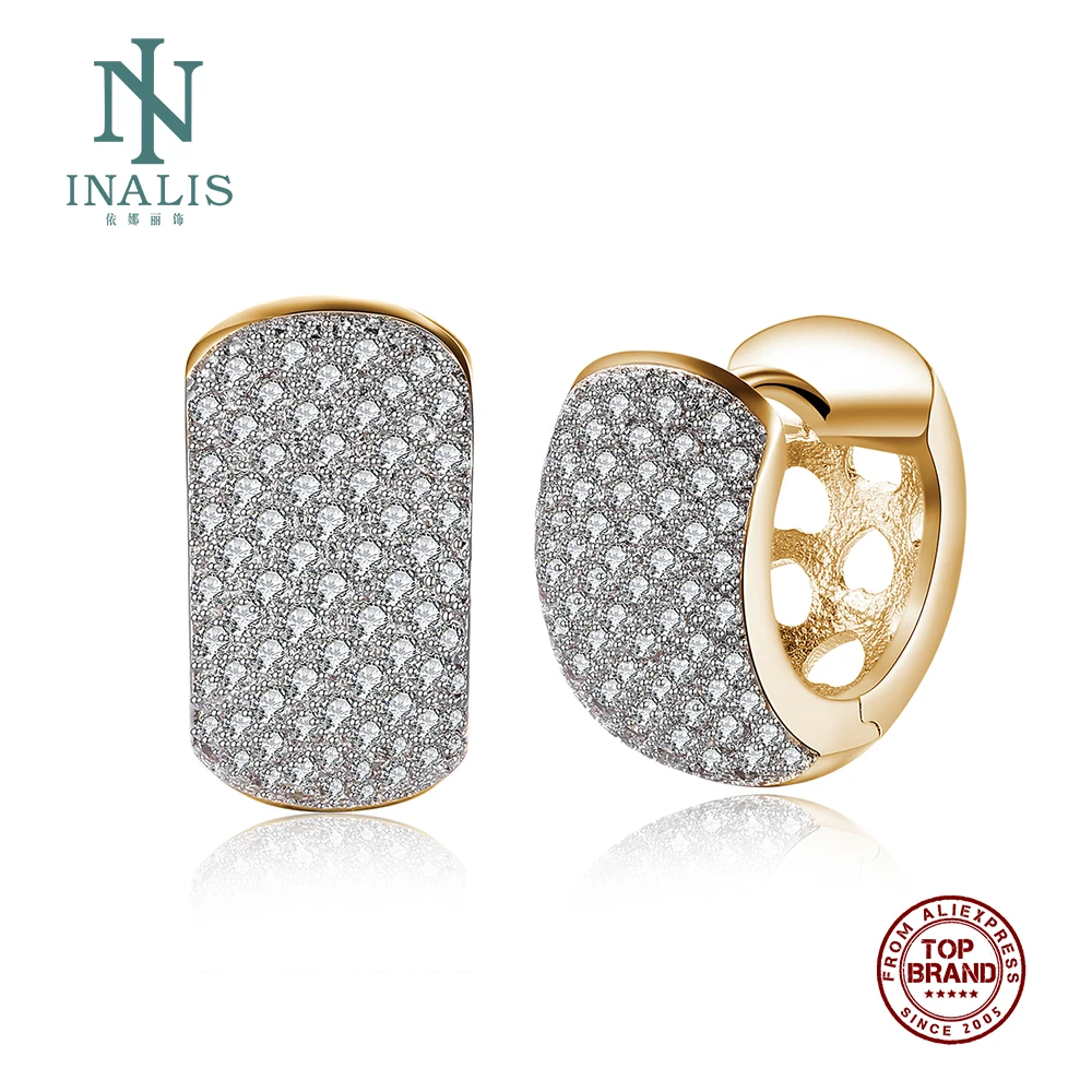 

INALIS Copper Earrings For Women Elegant 5A Cubic Zirconia Romantic Style Stud Earring Creative Fashion Jewelry Girlfriend Gift