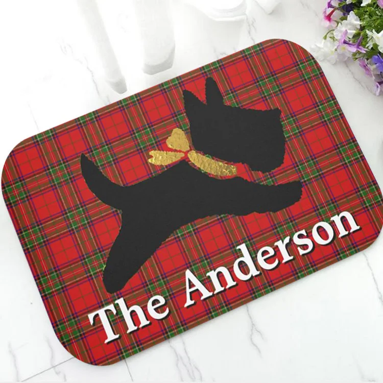 Классический Коврик для двери в красную клетку с изображением шотландской