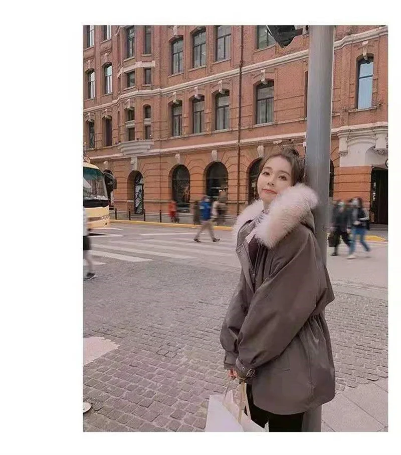 Velvet Parker Padded Jacket Women 2022 Winter New Thick Warm Jacket Tooling Cotton-padded Waist Hooded Padded Jacket M572