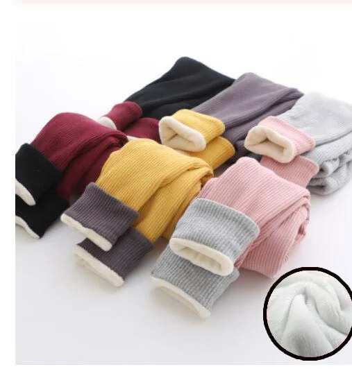 Теплые леггинсы для девочек зимние хлопковые повседневные длинные штаны из