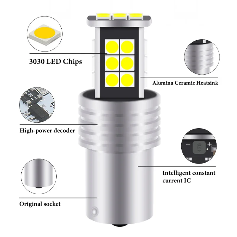 RXZ CANBUS 1 шт. P21W W21W T15 W16W BAY15D W21/5 W led S25 BA15S T20 7443 7440 1157 3030 24smd автомобильные указатели