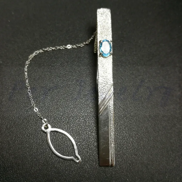 Зажим для галстука из натурального синего топаза или граната клипса Мужской