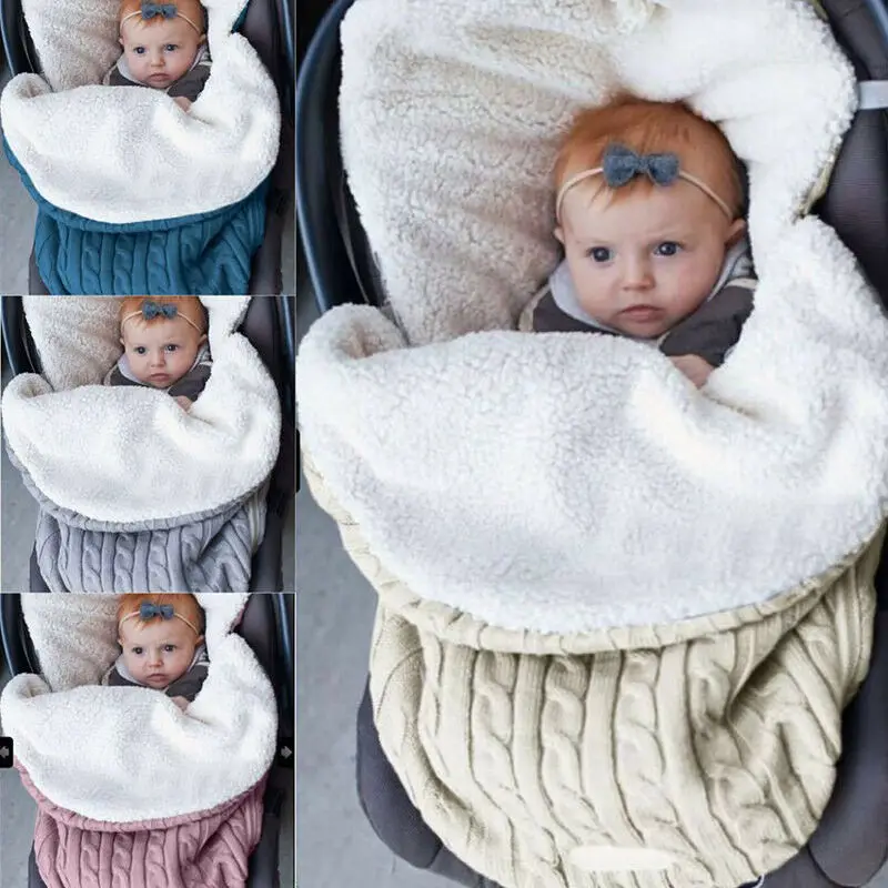 

2019 Baby Sleeping Bag Hooded Swaddle Knit Wrap Blanket Footmuff Liner Pushchair Stroller Buggy Warm Pram Cosy Toes Car Seat