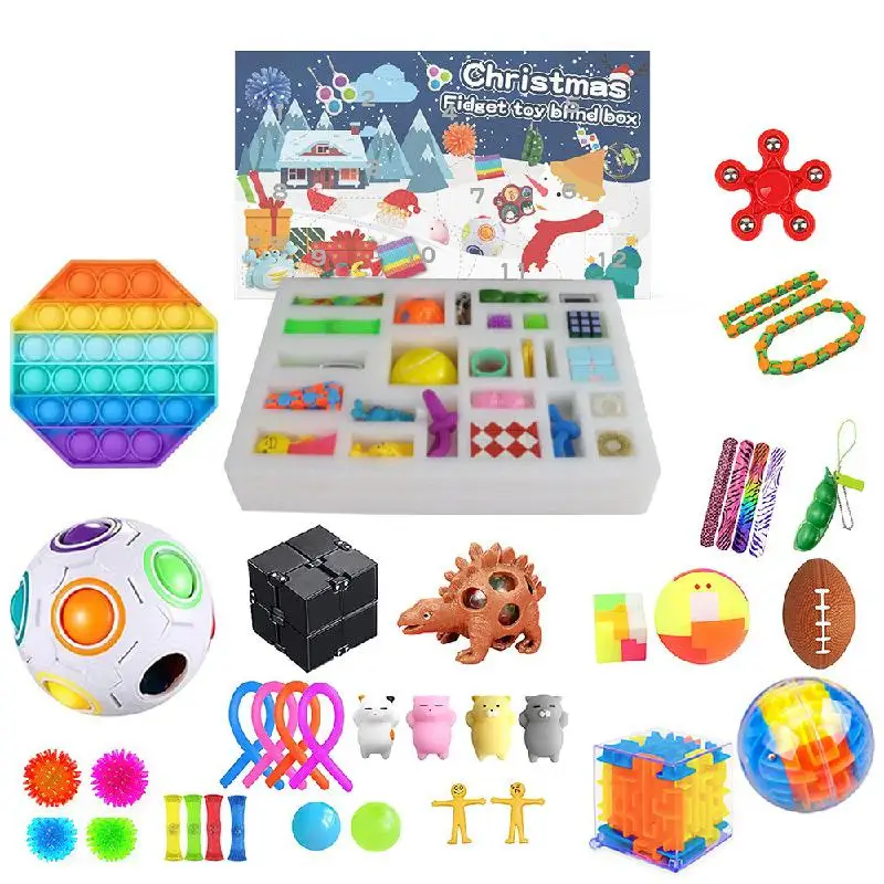 

2021 New Fidget Calendar Toys 24 Days Christmas Pack Anti-Stress Toys Push Bubble rodent pioneer super toy Christmas Gifts