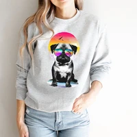 fashion space dog print women hoodie cartoon crewneck clothing vintage loose sweatshirt street hoodie hip hop ladies