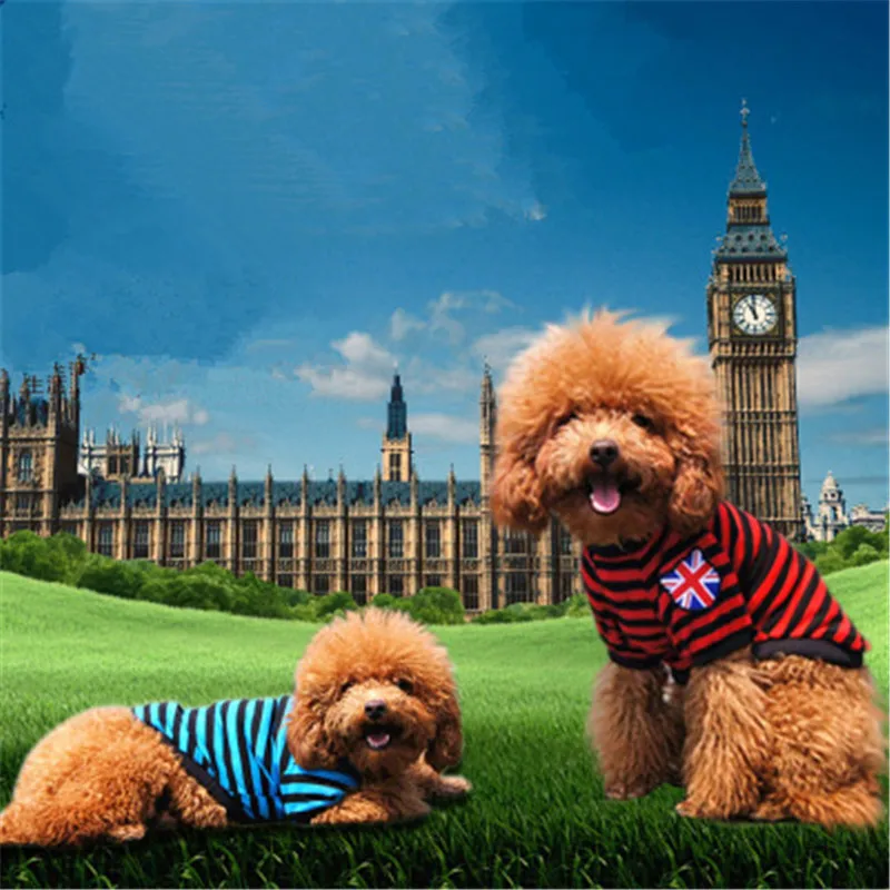 Дешевая Одежда для маленьких домашних животных футболка в полоску с