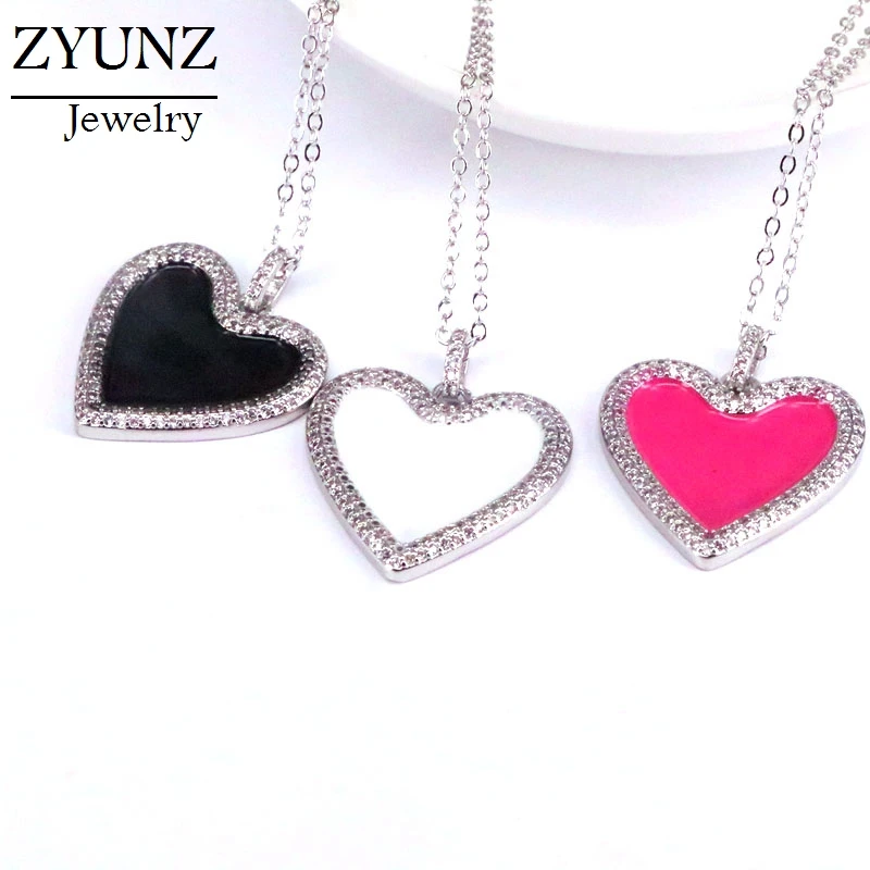 Ожерелье с подвеской женское черно-белое фианитами 5 шт.