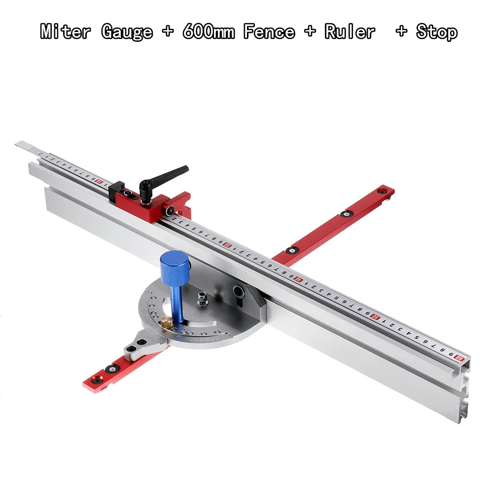 

450mm Miter Gauge System with 600/800mm Fence and Stop Sawing Assembly Ruler for Table Saw Router Miter Gauge Woodworking Tool