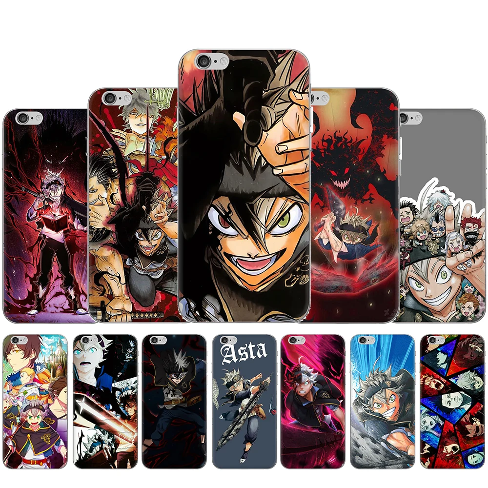 Asta черный клевер жесткий пластиковый чехол для телефона iphone 5 5s 5C SE 2020 6 6s 7 8 plus X XR XS