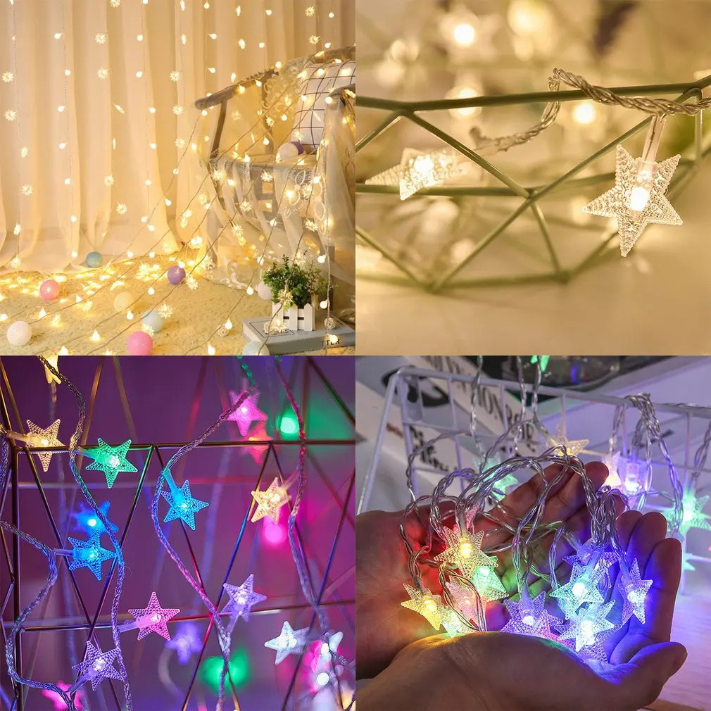 

LED String Fairy Lights Garland Patio Crack Star lamp String Christmas Birthday hoilday Bedroom Lighting Party Outdoor Decor