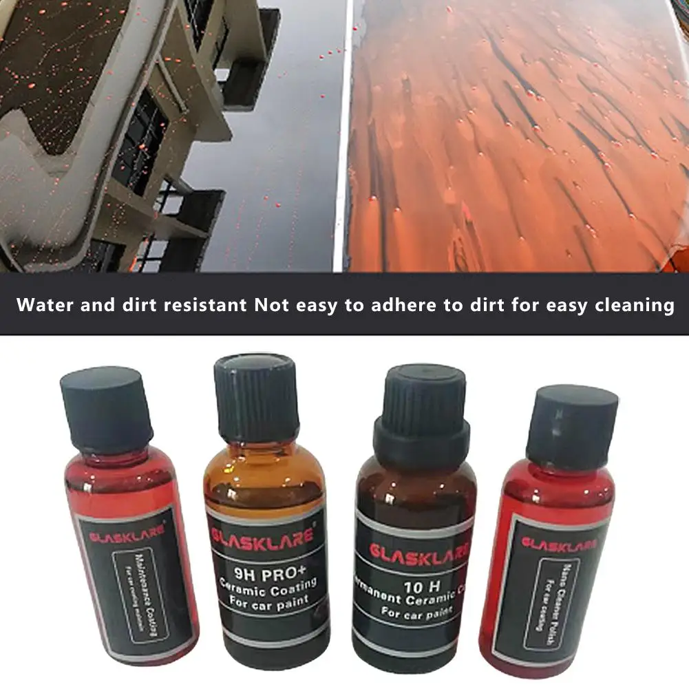 

4PCS 9H 10H Car Liquid Ceramic Coat Super Hydrophobic Glass Coating Set Car Maintenance Waterproof Nano Ceramics Car Paint Care