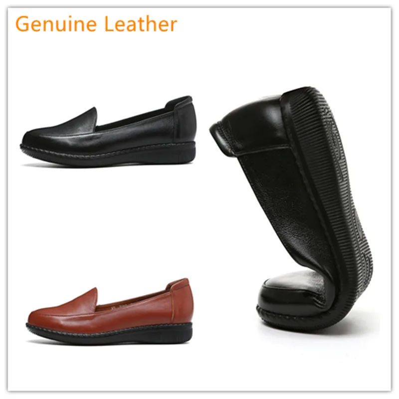 

Women's Flats 2021 Loafers Summer Round Toe Genuine Leather Non-Slip Black Brown Dress Office & Career Oxford 7007 Women Shoes