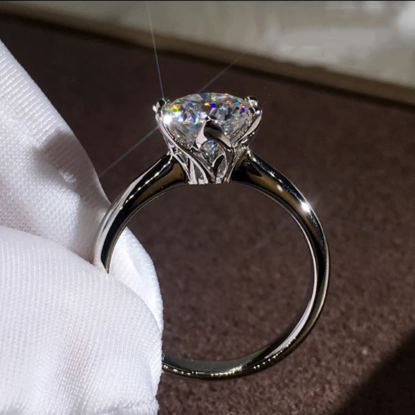 Простое модное обручальное кольцо с круглым камнем роскошное женское тонкое