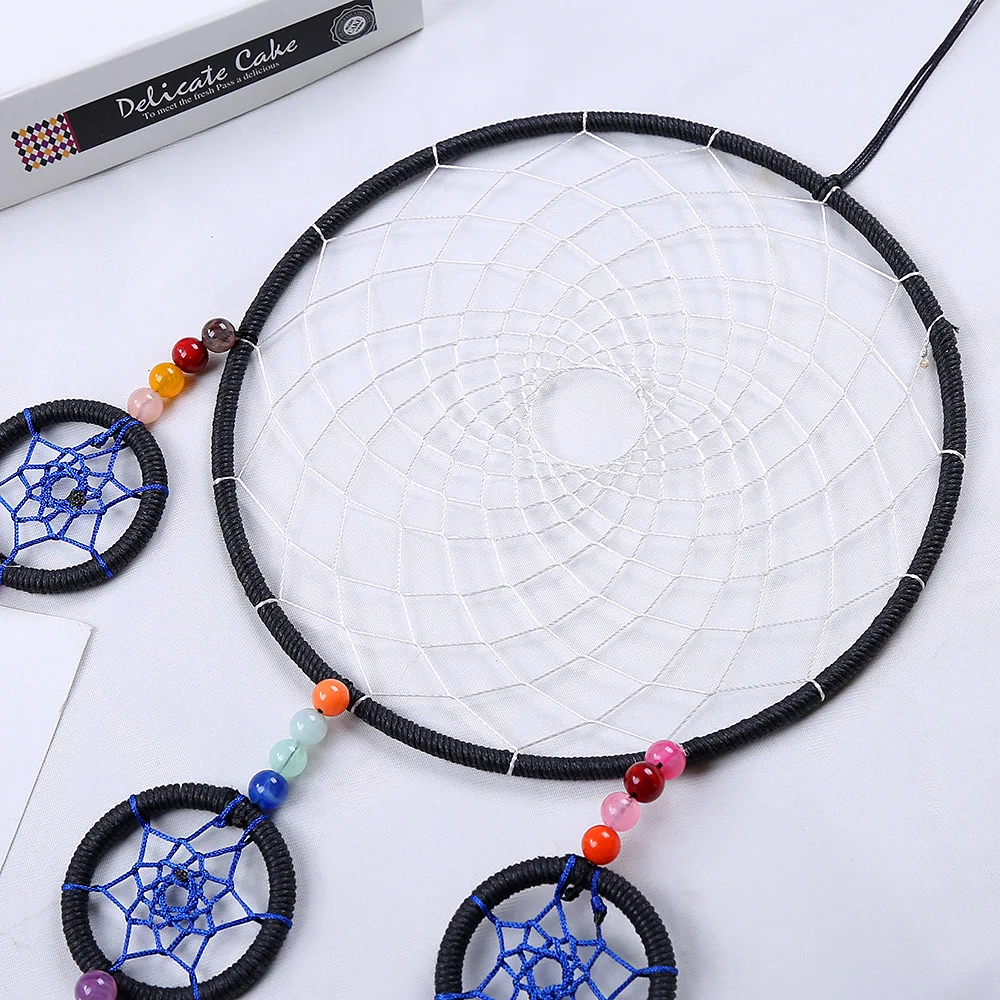 

Hot Sale Creative Treasure Blue Multi-ring Dream Catcher Wall Hanging European and American Style Dream Catcher Home Decorations