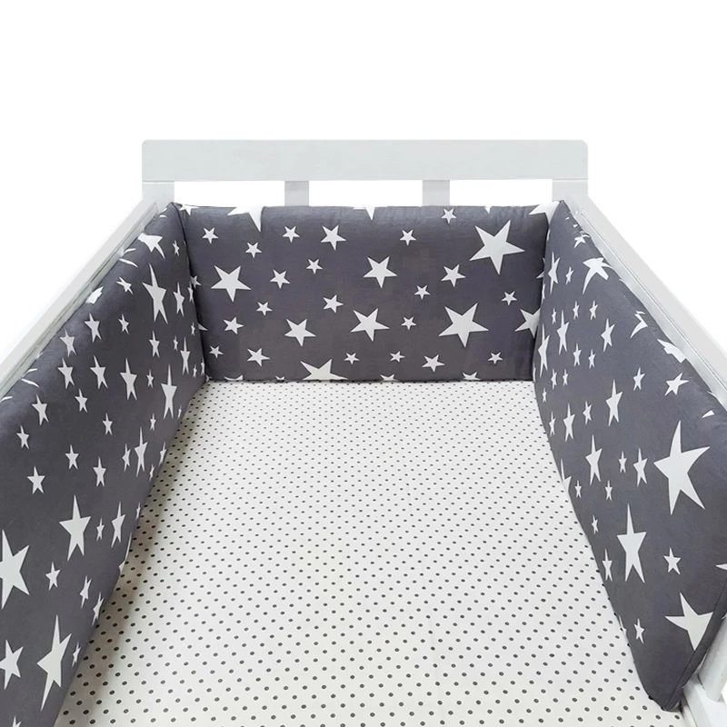 

Детская кроватка в скандинавском стиле со звездами, утолщенная сплошная детская кроватка-бампер, детская кроватка со звездами, подушки для ...