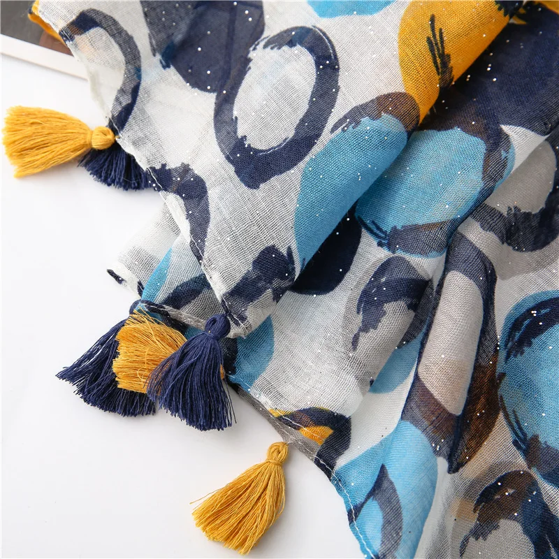 2021 весенне-осенняя модная блестящая шаль в горошек из вискозы с кисточками