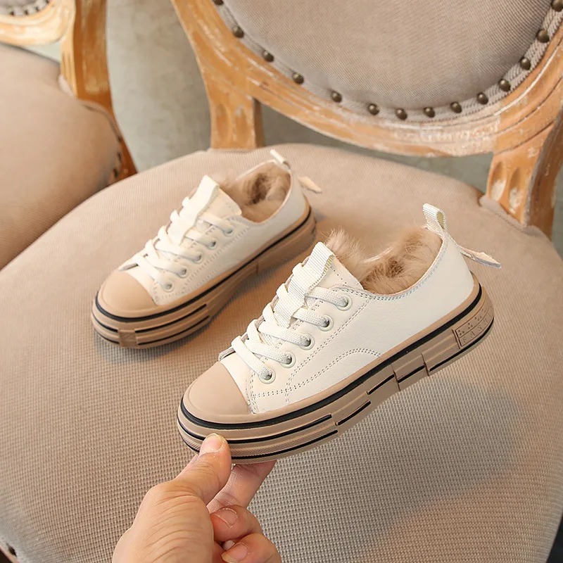 Зимние детские спортивные кроссовки Детские меховые повседневные Теплые