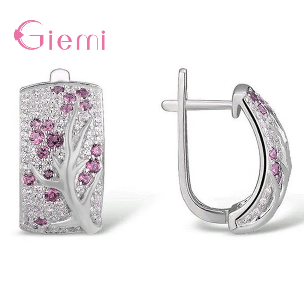 Творческая личность 925 стерлингового серебра кубический циркон сливы цветущие