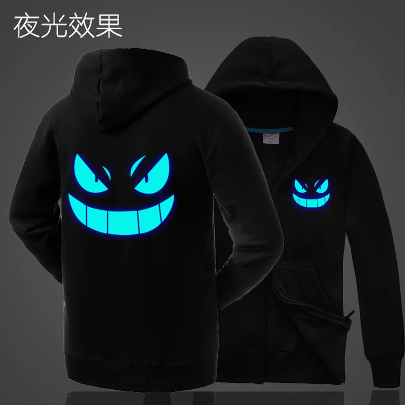 

New Animation and Game Peripherals Pokemon Pikachu Geng Ghost Luminous Clothes Sweatshirt Jacket Christmas Birthday Gift