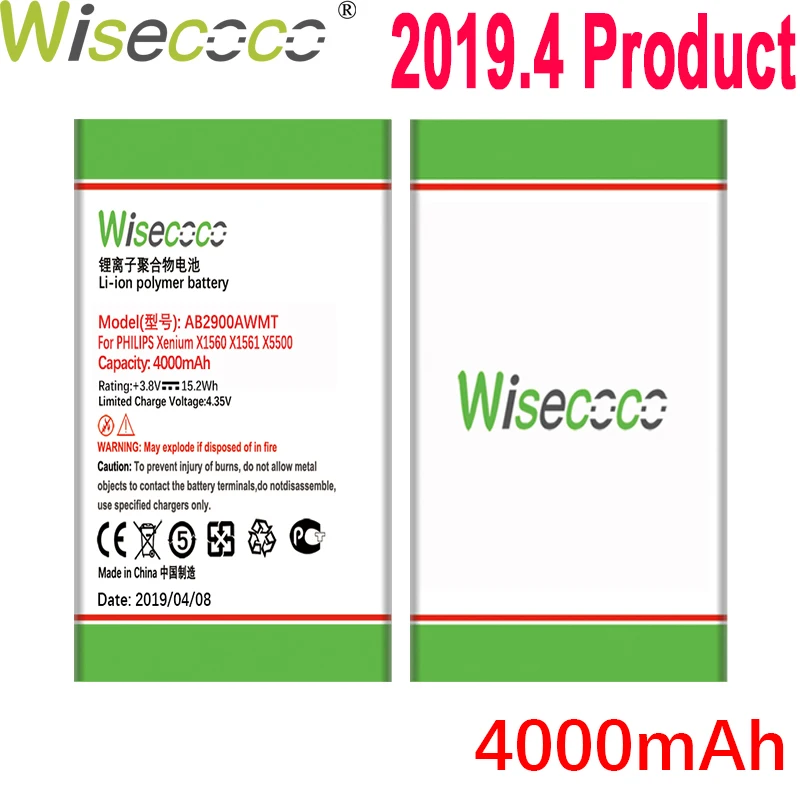WISECOCO 4000 мАч AB2900AWMT AB2900AWMC батарея для PHILIPS Xenium X1560 X1561 X5500 CTX1560 CTX1561 CTX5500 телефон+ код отслеживания