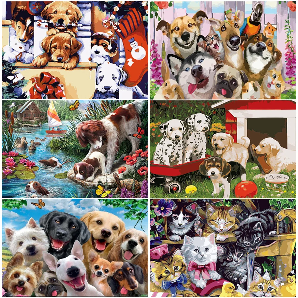 

5D DIY Diamond Painting Cats And Dogs Animals Cross Stitch Kit Full Drill Square Embroidery Diamond Art Rhinestones Home Decors