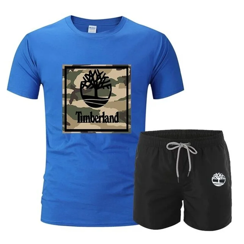 

New high quality fashion printed short sleeve shorts men's suit summer fashion T-shirt two piece 2021 fashion casual wear